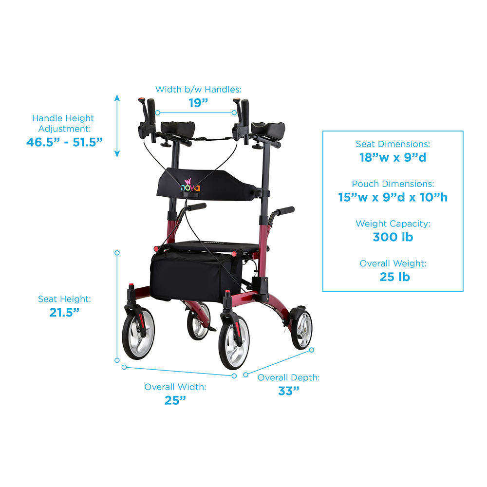 DRAGON RISE UP ROLLATOR RED SPECS